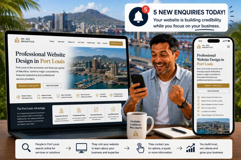 Website design in Port Louis displayed on a modern business website